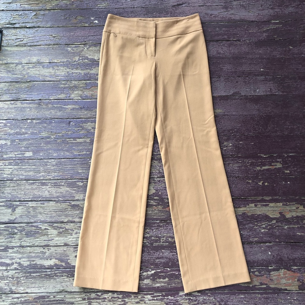 Magaschoni Straight Wide Leg Pants Size 4 Tan Mid Rise NWT